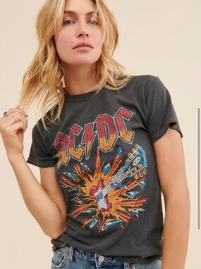 AC/DC Women's Short Sleeve Graphic Tee - Charcoal